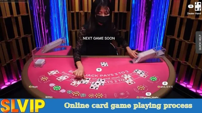 Online card game playing process