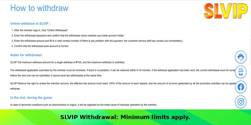 Complete SLVIP withdrawal transaction to customer account