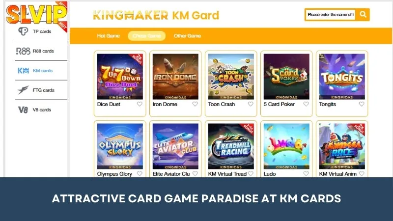 Attractive card game paradise at KM Cards