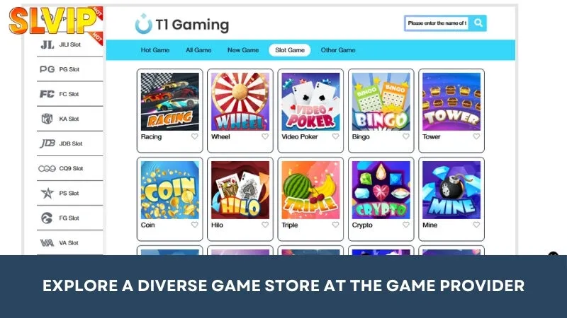 Explore a diverse game store at the game provider