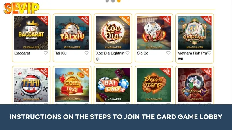 Instructions for the steps to join the card game lobby