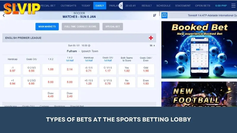 Types of bets in the sports betting lobby